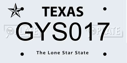 GYS017 Texas License Plate