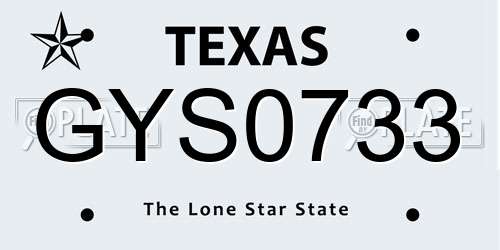 GYS0733 Texas License Plate