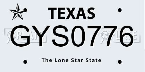 GYS0776 Texas License Plate