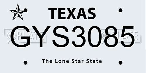 GYS3085 Texas License Plate