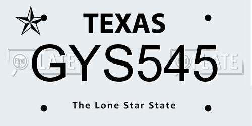 GYS545 Texas License Plate