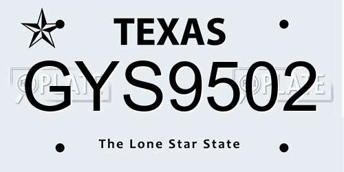 GYS9502 Texas License Plate