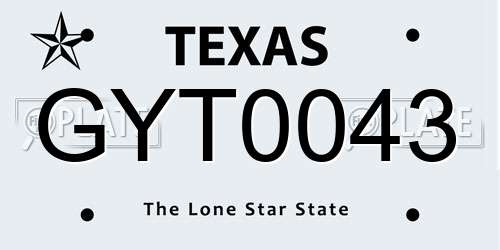 GYT0043 Texas License Plate