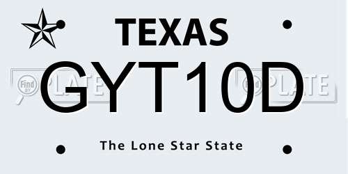 GYT10D Texas License Plate