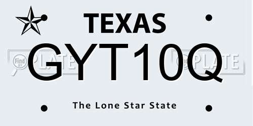 GYT10Q Texas License Plate