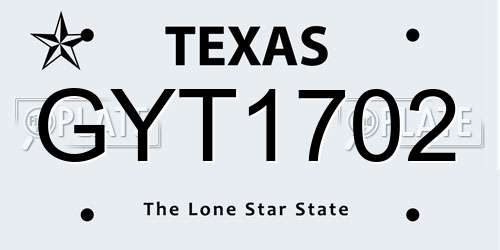 GYT1702 Texas License Plate