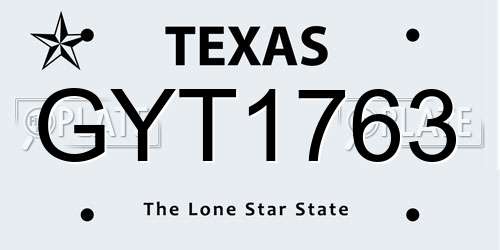 GYT1763 Texas License Plate