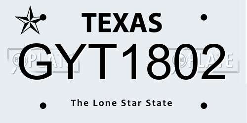 GYT1802 Texas License Plate