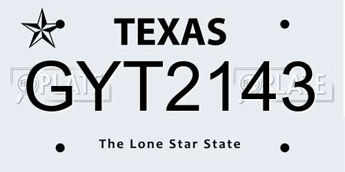GYT2143 Texas License Plate