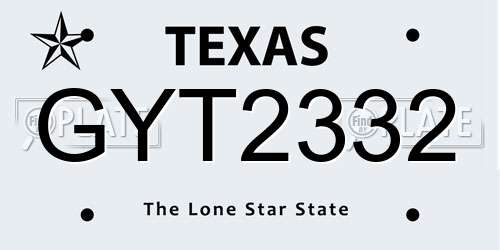 GYT2332 Texas License Plate