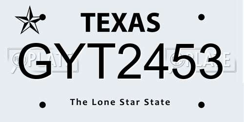 GYT2453 Texas License Plate