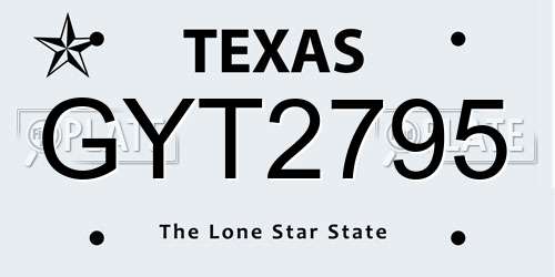 GYT2795 Texas License Plate