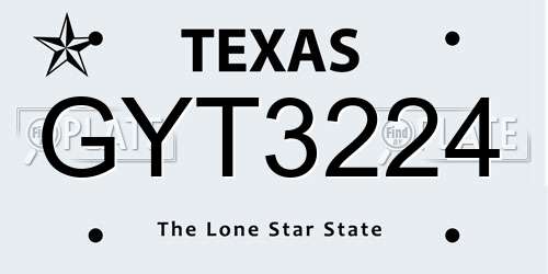 GYT3224 Texas License Plate