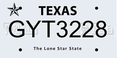 GYT3228 Texas License Plate
