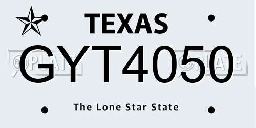 GYT4050 Texas License Plate