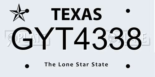 GYT4338 Texas License Plate
