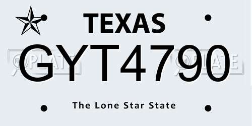 GYT4790 Texas License Plate