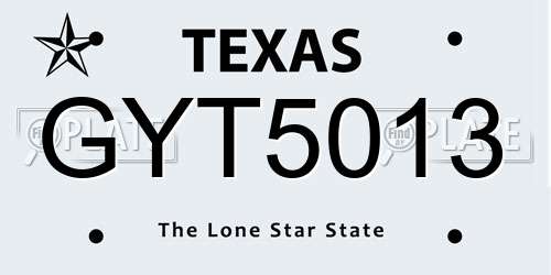 GYT5013 Texas License Plate