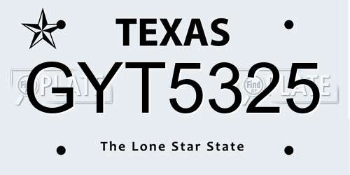 GYT5325 Texas License Plate