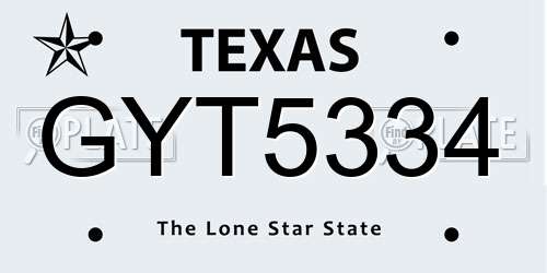 GYT5334 Texas License Plate