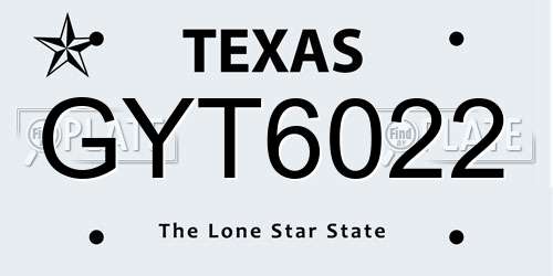 GYT6022 Texas License Plate