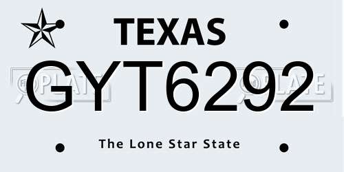 GYT6292 Texas License Plate
