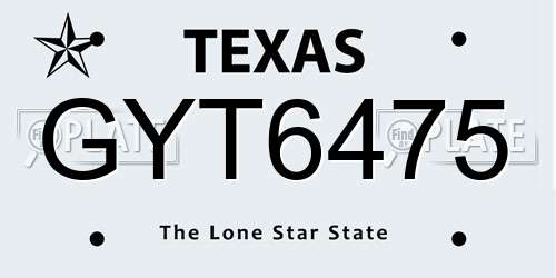 GYT6475 Texas License Plate