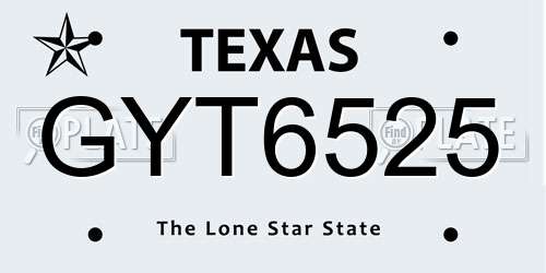 GYT6525 Texas License Plate