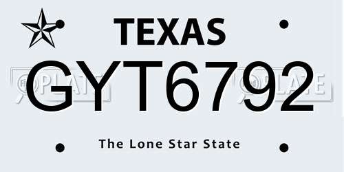 GYT6792 Texas License Plate