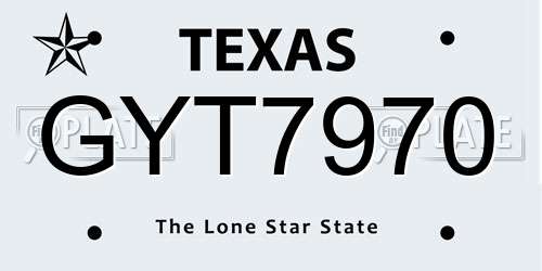 GYT7970 Texas License Plate
