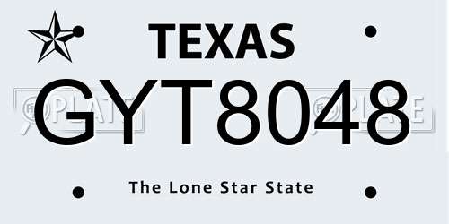 GYT8048 Texas License Plate