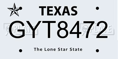 GYT8472 Texas License Plate