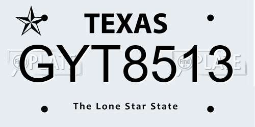 GYT8513 Texas License Plate
