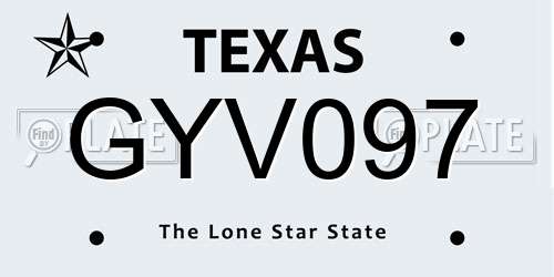 GYV097 Texas License Plate
