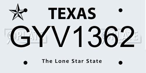 GYV1362 Texas License Plate
