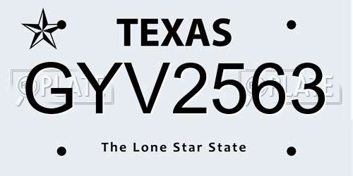 GYV2563 Texas License Plate