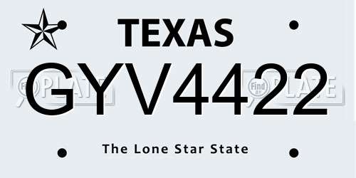 GYV4422 Texas License Plate