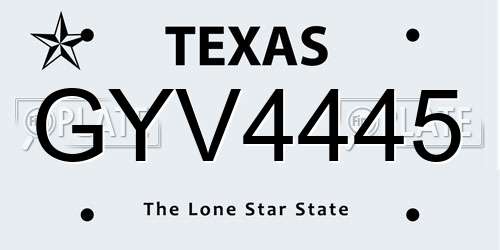 GYV4445 Texas License Plate