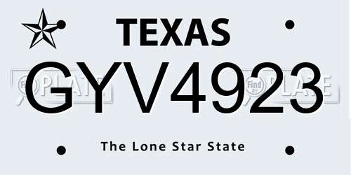 GYV4923 Texas License Plate