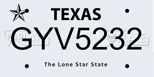 GYV5232 Texas License Plate