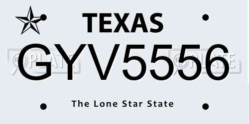 GYV5556 Texas License Plate