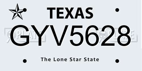 GYV5628 Texas License Plate