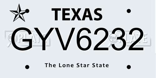 GYV6232 Texas License Plate