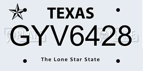 GYV6428 Texas License Plate
