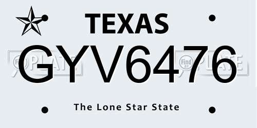 GYV6476 Texas License Plate
