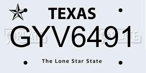 GYV6491 Texas License Plate