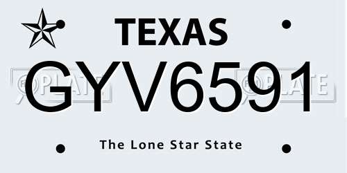 GYV6591 Texas License Plate