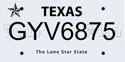 GYV6875 Texas License Plate