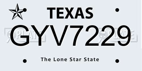 GYV7229 Texas License Plate