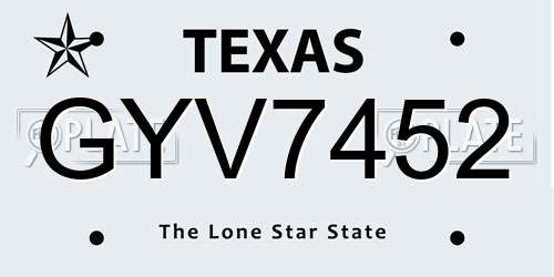 GYV7452 Texas License Plate